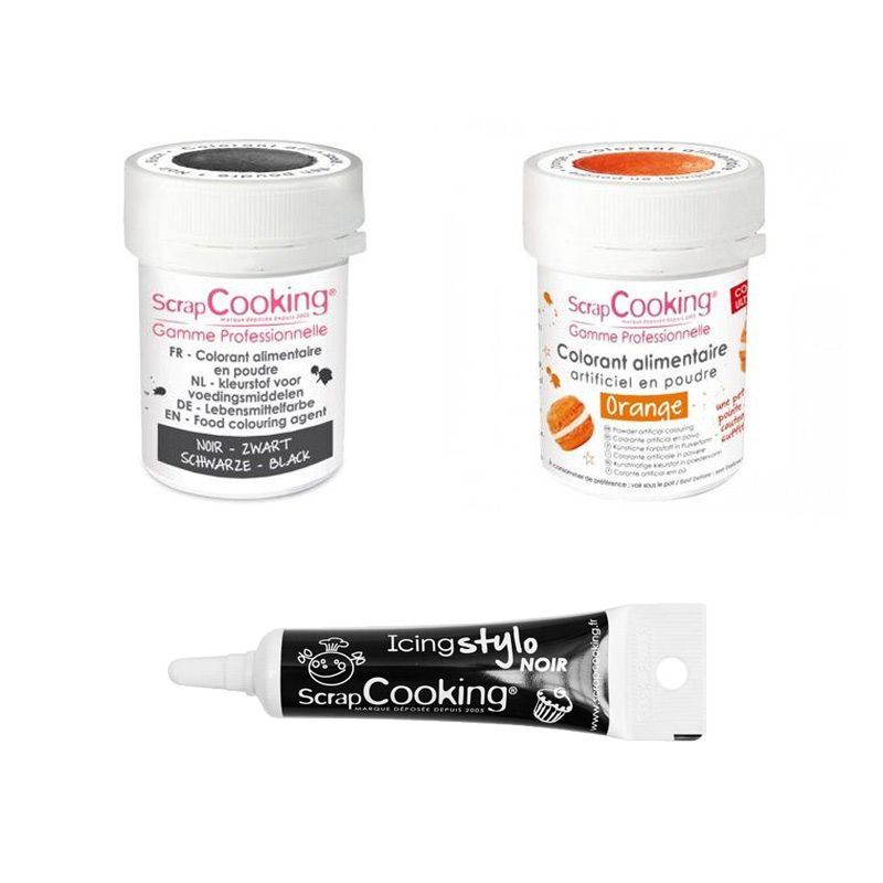 SCRAPCOOKING Colorant alimentaire naturel en poudre Noir + Stylo glaçage  noir pas cher 