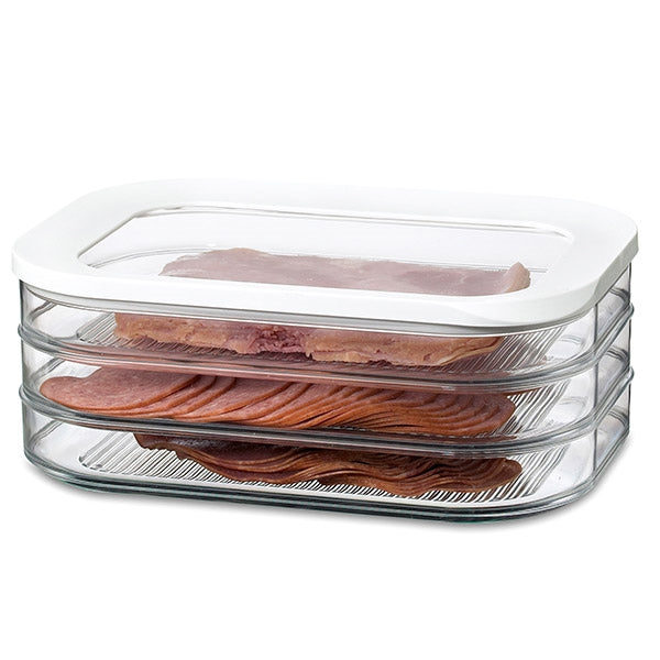 C Récipient de stockage Deli Meat Modula 3-Layers - Boîte de rangement pour  réfrigérateur avec couvercle pour réfrigérateur - Convient pour stocker du  bacon et des produits à base de viande 