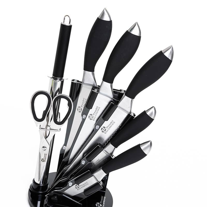 Bloc de 5 couteaux Pradel Excellence en acier inoxydable, coloris noir ou  rouge à 29,90€ (51% de réduction)
