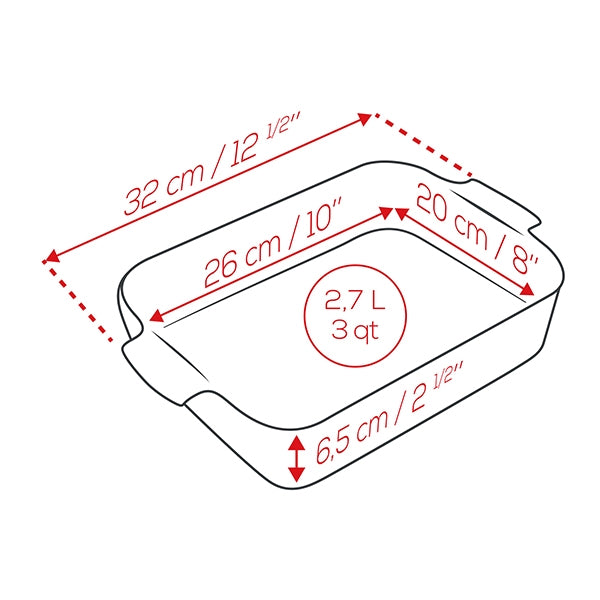 Plat rectangulaire 1,44 L avec couvercle rouge Simply Store de Pyrex -  Ares Accessoires de cuisine