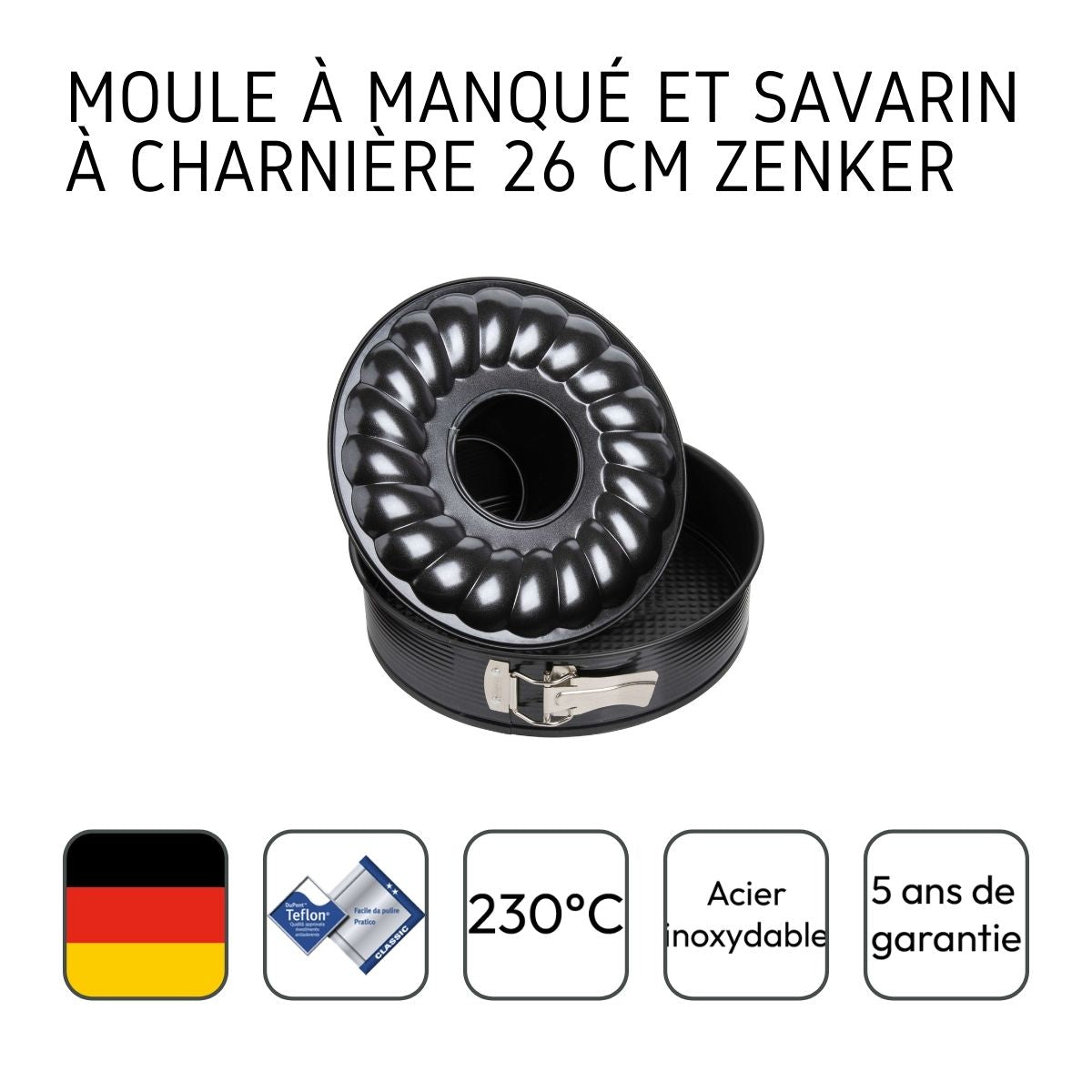 Moule à manqué à charnière 20 cm Black Metallic Zenker 